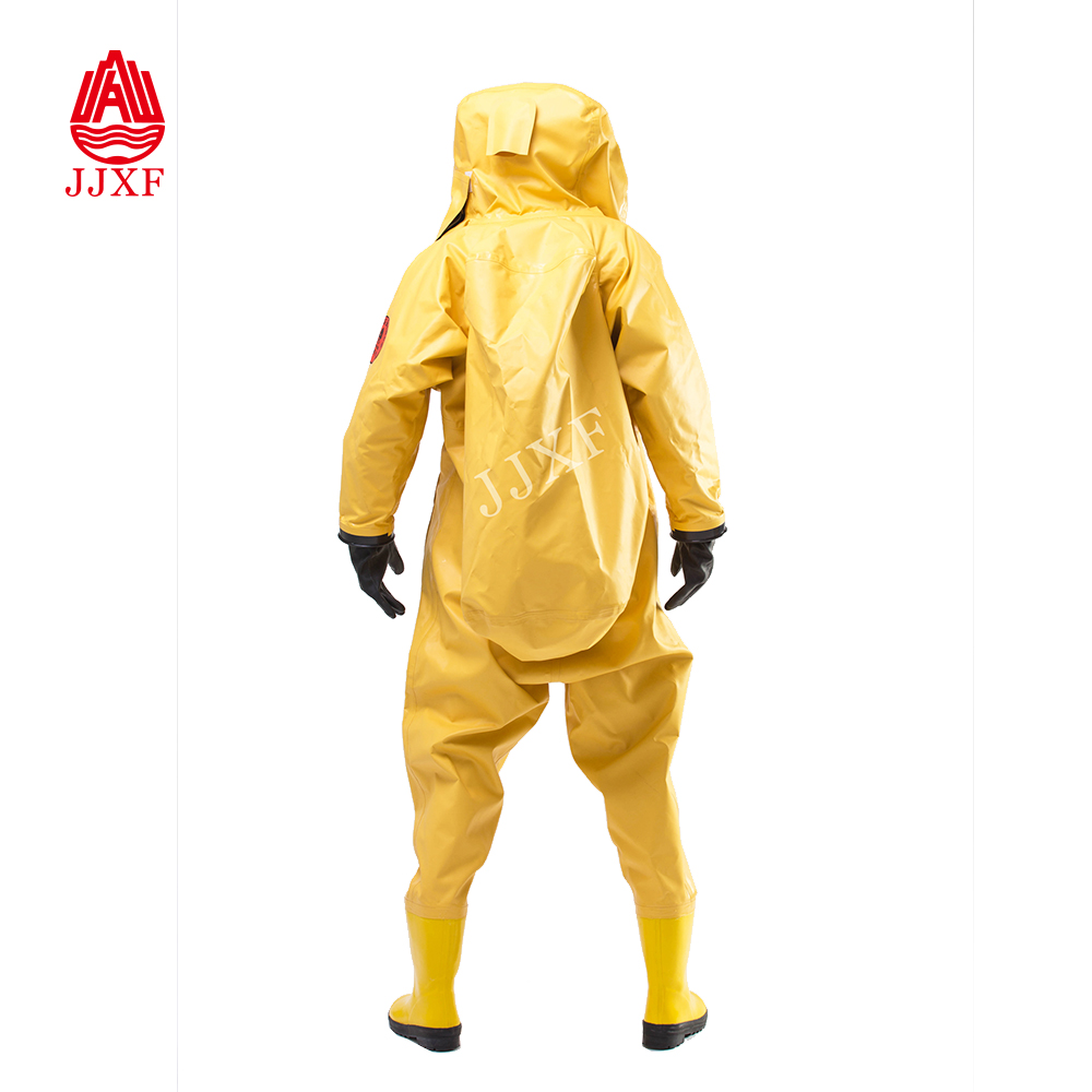 yellow color EN standard Heavy anti-chemical clothing jiujiang chemical-proof compound PVC fireman suit for fireman